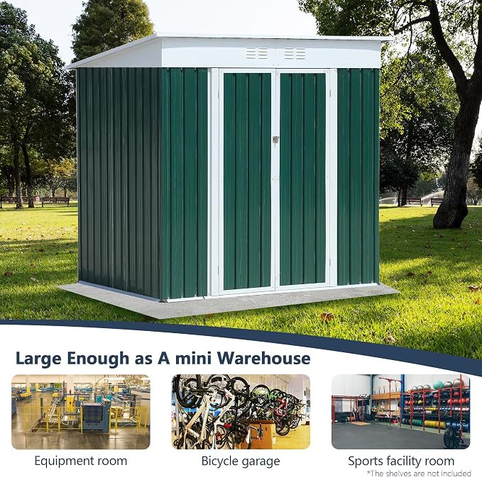 6x4ft Outdoor Metal Storage Shed Waterproof Garden Shed - Image 4