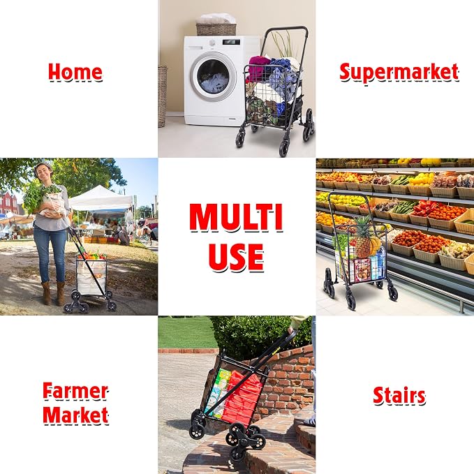 dbest Products Stair Climber Cruiser Cart Shopping Grocery Rolling Folding - Image 5