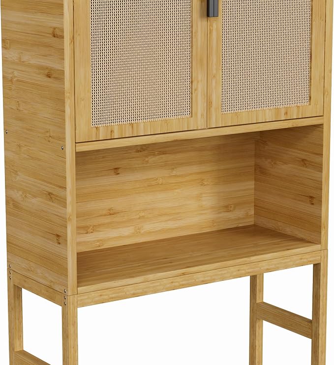BlueWish Bathroom Organizers and Storage, Bamboo Over The Toilet Storage Cabinet - Image 9