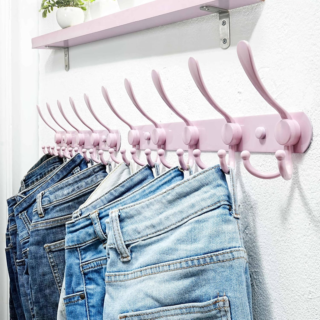 Coat Rack Wall Mounted - 5 Tri Hooks, Heavy Duty, Stainless Steel
