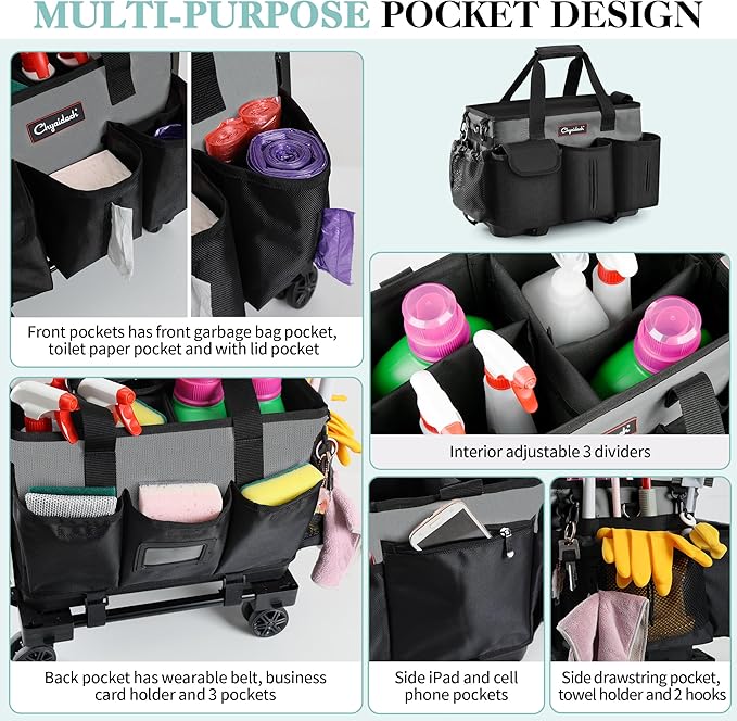 Rolling Cleaning Caddy, Cleaning Supplies Organizer - Image 5