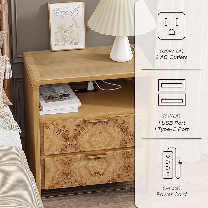 LONYKE Burl Finish Nightstand - Image 3