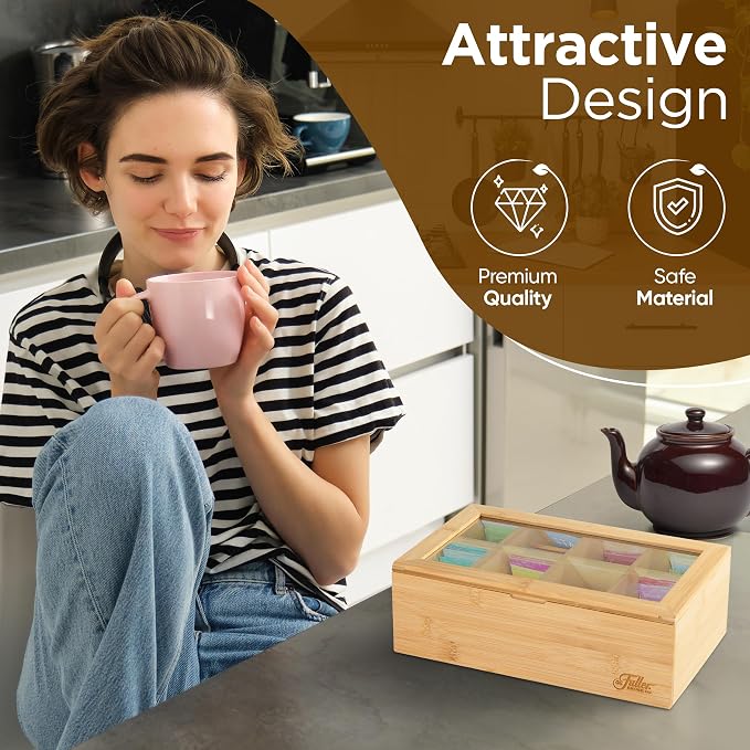 Fuller Bamboo Tea Box Organizer - Image 5