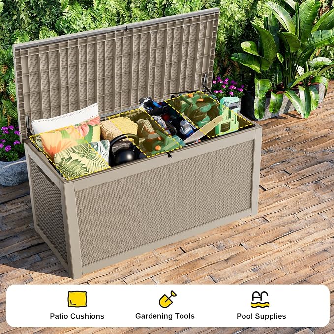 320 Gallon Outdoor Storage Box, Large Outdoor Deck Box, Waterproof & UV - Image 5
