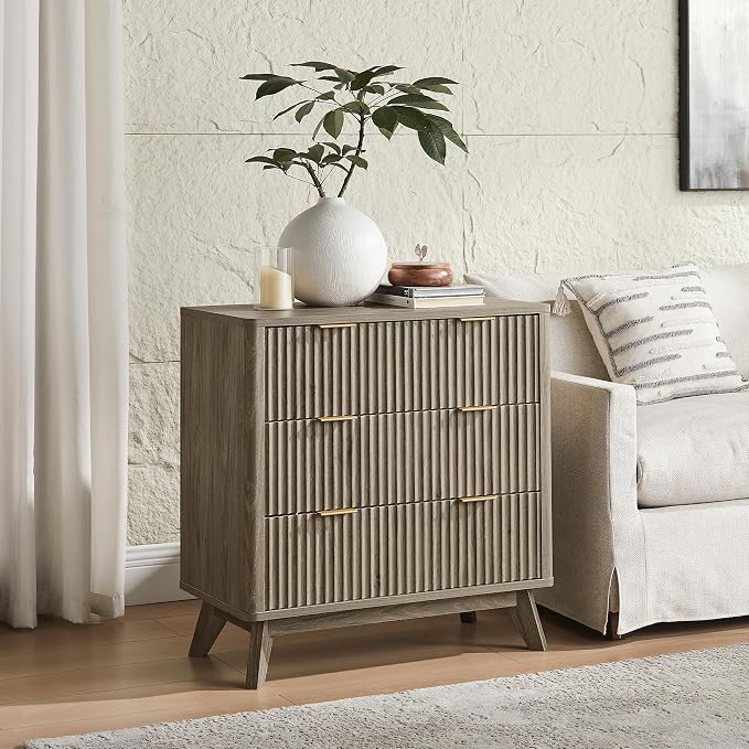 T4TREAM Fluted 3 Drawers Nightstand Set of 2, Oversized Extra Large Modern Side - Image 7