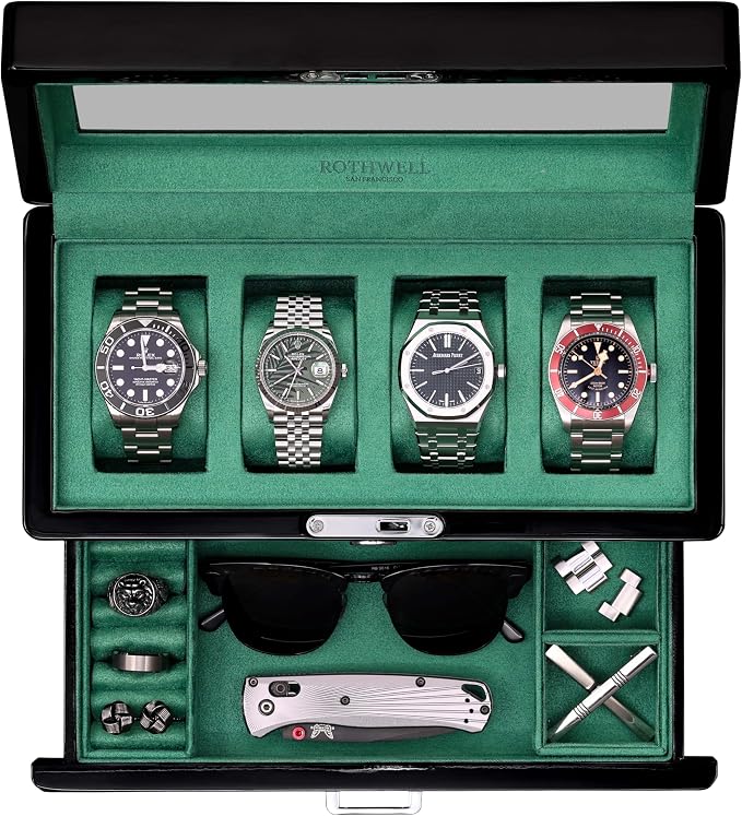 ROTHWELL 4-Slot Piano Black Watch Box by RothwellSanFrancisco