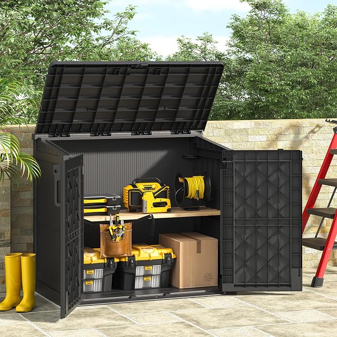 36 Cu Ft Resin Outdoor Storage Shed, Weatherproof Horizontal Outdoor Storage - Image 5