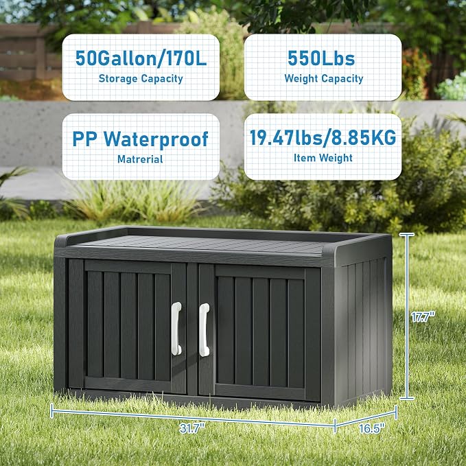 KAMABOKO Outdoor Shoe Storage Cabinet, Waterproof UV-Resistant Entryway Storage - Image 2
