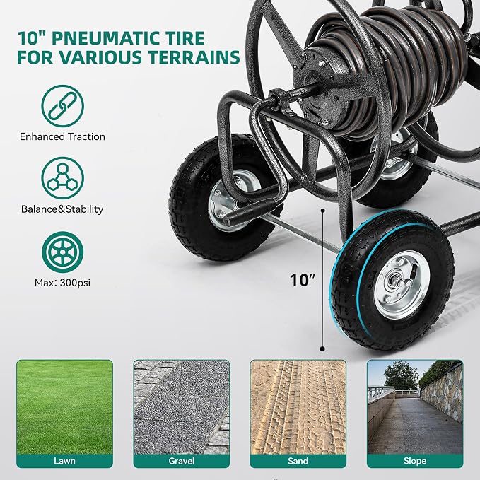 Garden Water Hose Reel Cart - 250 ft. Capacity - Image 5
