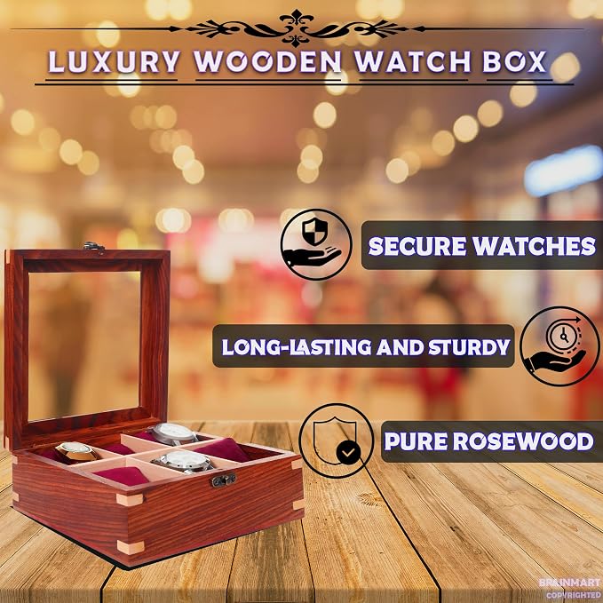 Wooden Watch Box for Men & Women, Watch Organizer & Display Case, Premium - Image 2