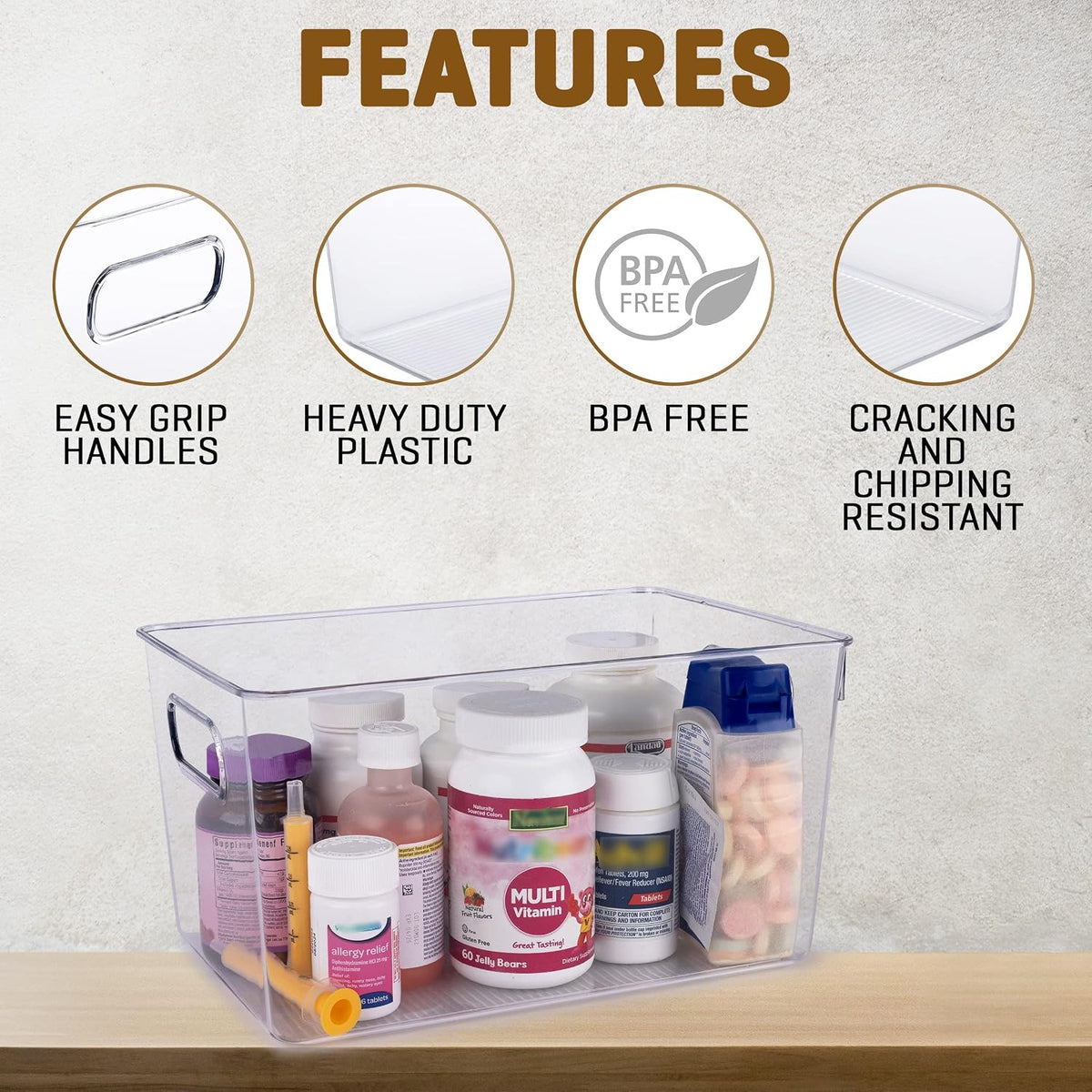 Clear Plastic Storage Bins, Pantry Organizers and Storage or Kitchen