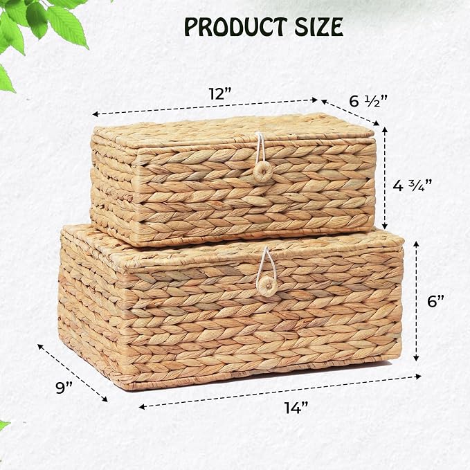 Set of 2 Rectangular Wicker Storage Bins - Image 5