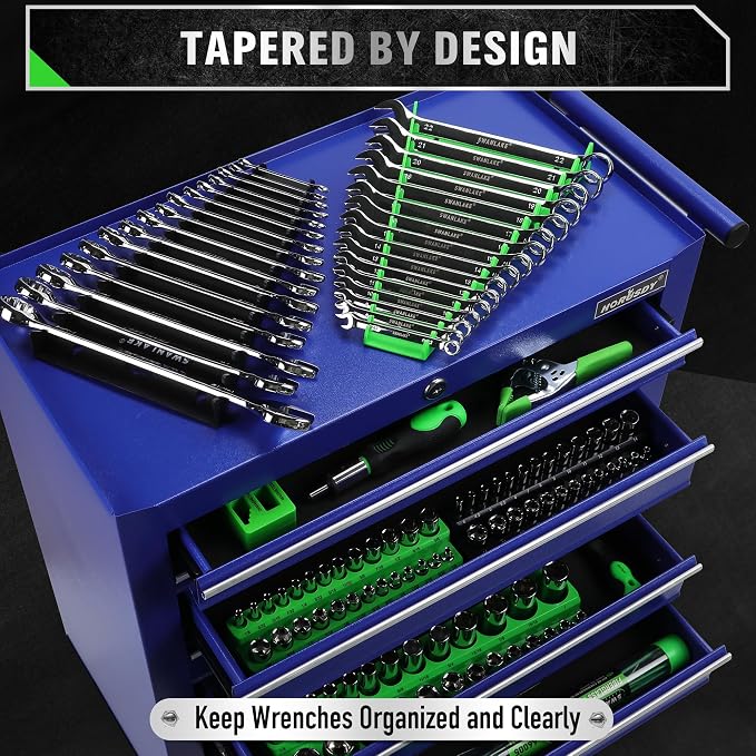 Magnetic Wrench Organizer 4-piece, Wrench Rack Tool Trays SAE, 64-Slot Drawer - Image 5