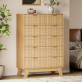 46" Tall Dresser for Bedroom, 6-Drawer Fluted Chest of Drawers, Modern Wood by BORNOON