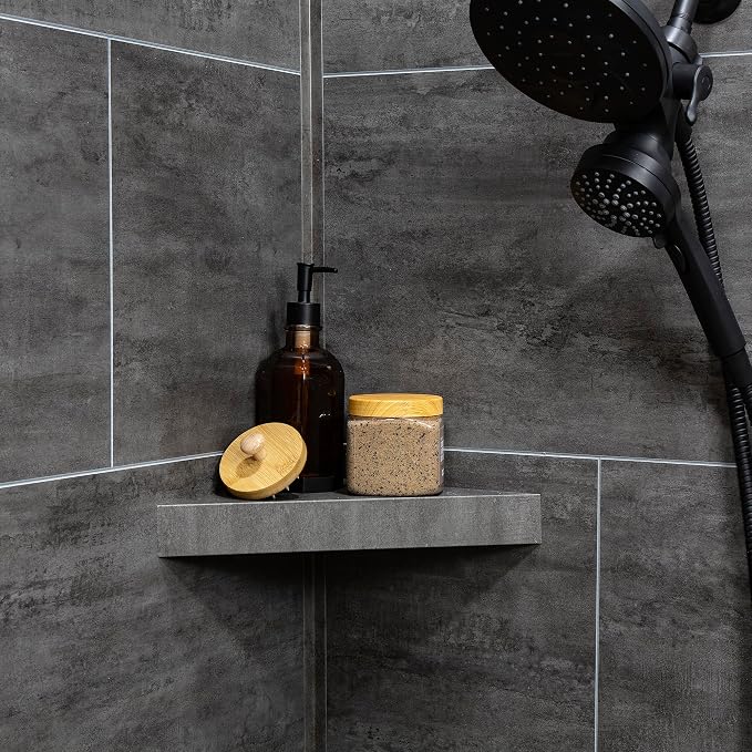 Palisade Vinyl Waterproof Corner Shower Shelf in Ashen Slate - Image 2