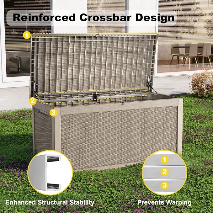 320 Gallon Outdoor Storage Box, Large Outdoor Deck Box, Waterproof & UV - Image 4