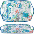 LEHAHA Serving Tray with Handles, Large Rectangular Melamine Serve Platter by LEHAHA