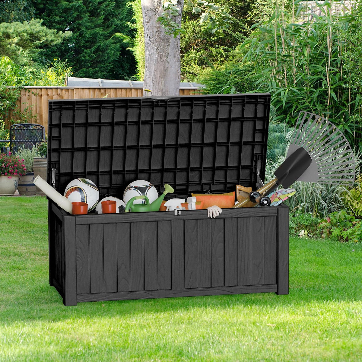 Outdoor Storage Box Waterproof, 150 Gallon Large Deck Box Lockable