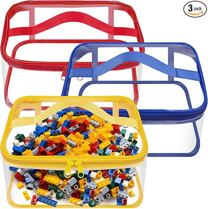 3 Packs Clear Toy Storage Bags- 9.4 x 6.7 x 4.3 Inch Transparent PVC Toy by codree