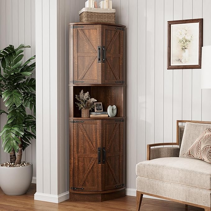 Vabches 64.8" Tall Farmhouse Corner Cabinet by Vabches