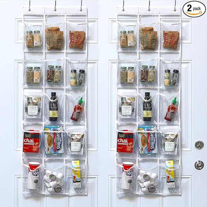 Simple Houseware 2-Pack Clear Over the Door Hanging Pantry Organizer by SimpleHouseware