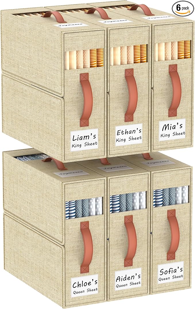 6 Pack Bed Sheet Organizers and Storage by JOYMEEZO