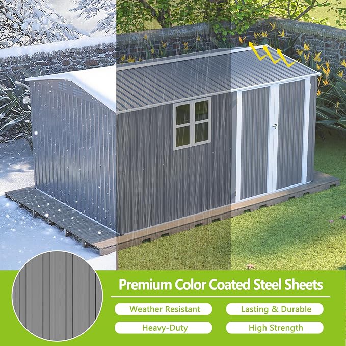 8x12 FT Outdoor Metal Storage Shed - Image 5