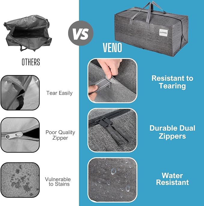 VENO 4 Pack Moving Bags w/Backpack Straps, Heavy Duty, Moving Boxes Alternative - Image 4