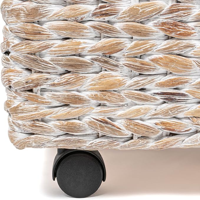 happimess BSK1006C 26.38" Chett Minimalist Hand-Woven Hyacinth/Wood Underbed - Image 6