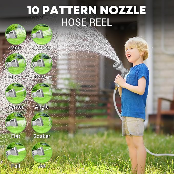 SILVEL Retractable Garden Hose Reel, 1/2 in x 75ft Wall Mount Heavy Duty - Image 3