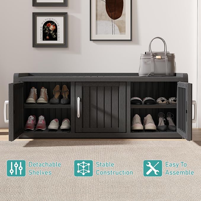 KAMABOKO Outdoor Shoe Storage Cabinet Waterproof UV-Resistant, Entryway Storage - Image 8