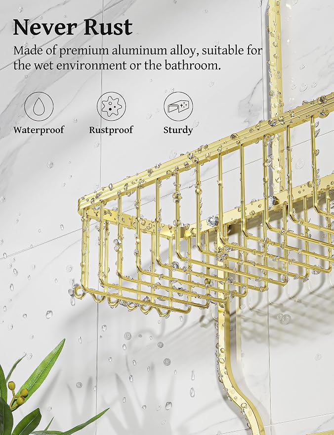 YASONIC Shower Caddy Over Shower Head Never Rust Aluminum Large Hanging Shower - Image 3