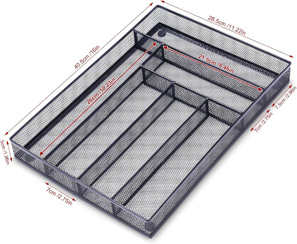 WuGeShop Desk Drawer Organizer with 6 Compartments, Mesh Drawer