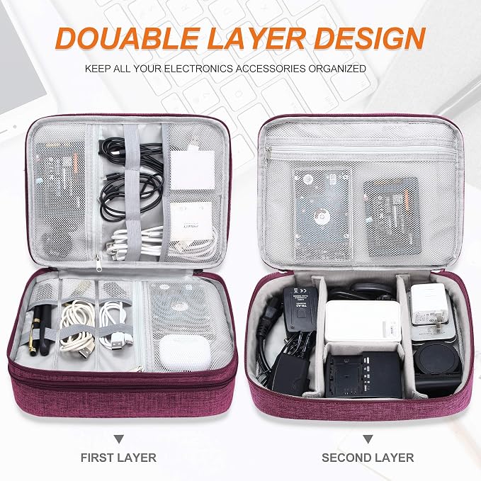 SELLYFELLY Electronic Bag Travel Cable Accessories Bag Waterproof Double Layer - Image 3
