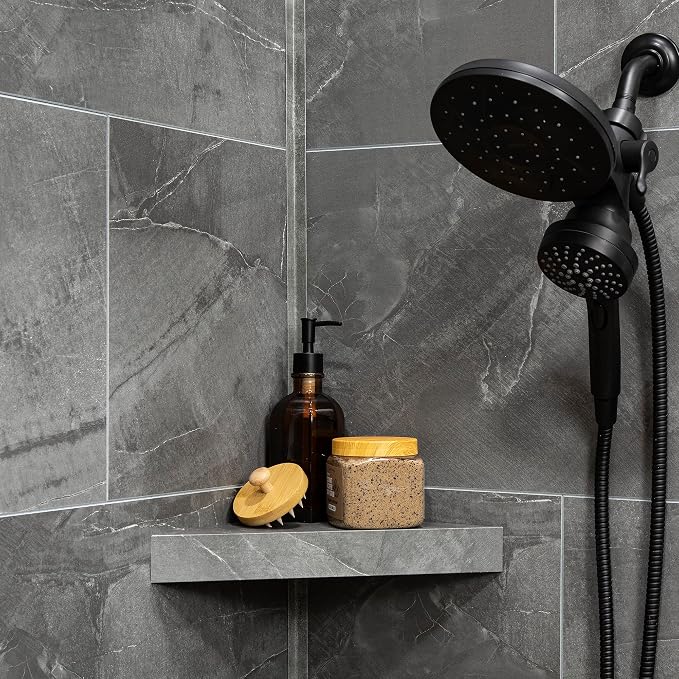 Palisade Vinyl Waterproof Corner Shower Shelf in Cracked Slate/Urban Quarry - Image 2
