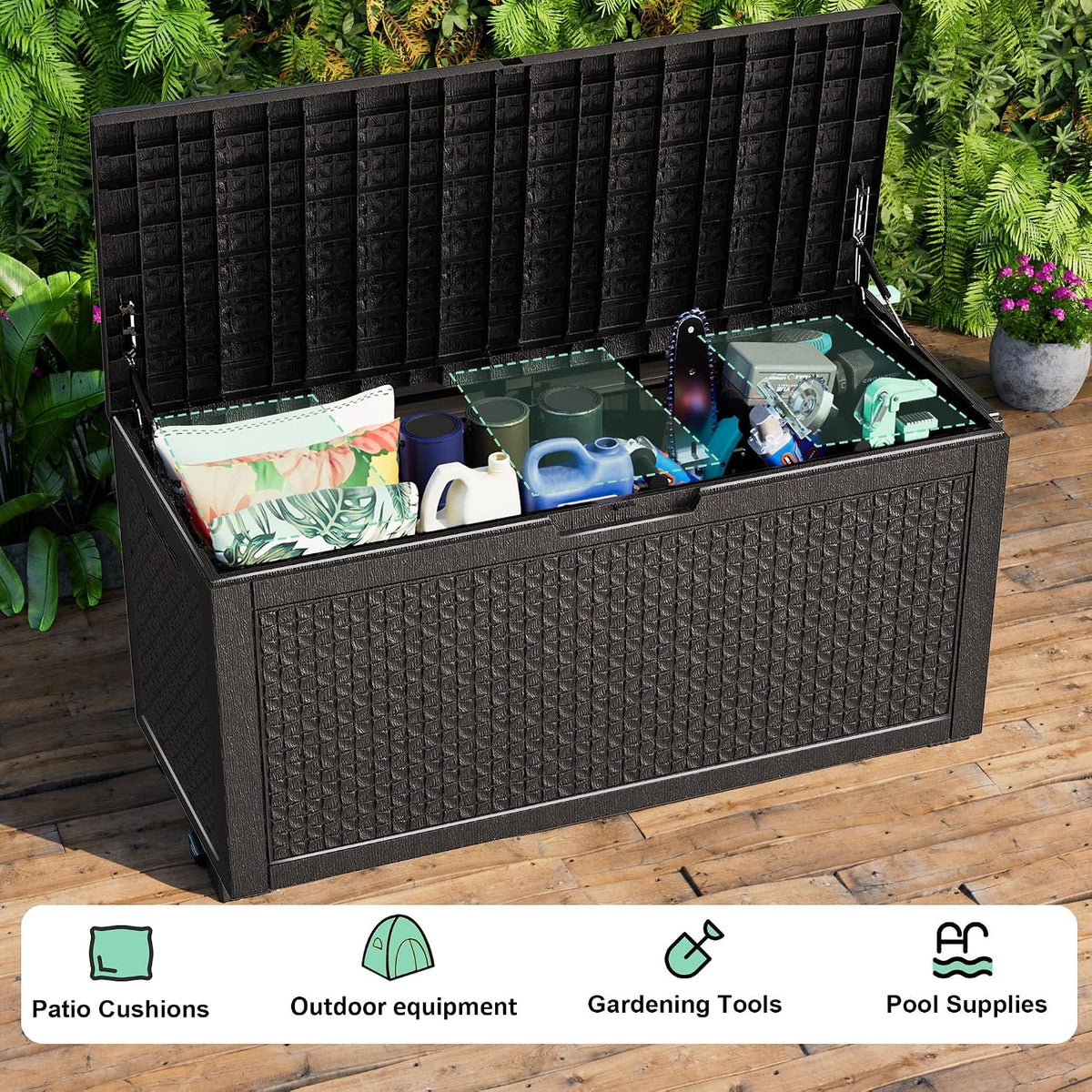 EasyUp 121 Gallon Outdoor Storage Box Waterproof, UV Resistant Resin