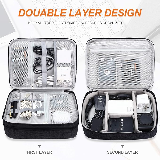 SELLYFELLY Electronic Bag Travel Cable Accessories Bag Waterproof Double Layer - Image 3