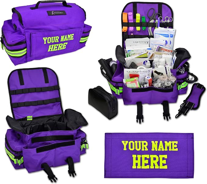 Lightning X Personalized First Responder EMT EMS Trauma Bag w/Stocked First Aid by LightningXProducts