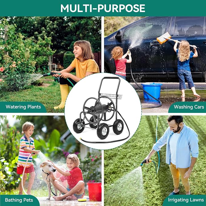 Garden Water Hose Reel Cart - 250 ft. Capacity - Image 6