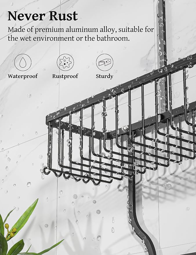 YASONIC Shower Caddy Over Shower Head Never Rust Aluminum Large Hanging Shower - Image 3