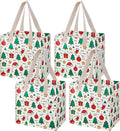 VENO 4 Pack Christmas Reusable Grocery Bags, Heavy-Duty Shopping Bags by Veno