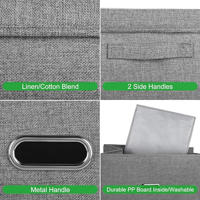 Linen Fabric Collapsible Storage Bins - Image 2