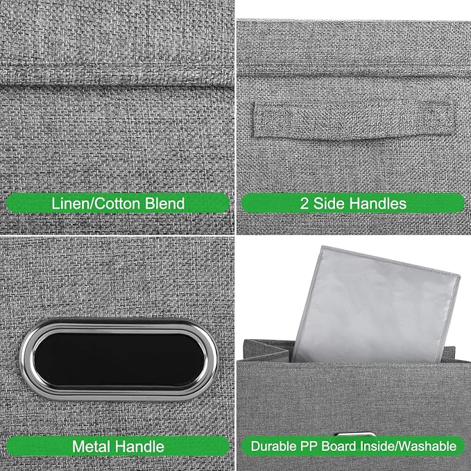 Large Linen Fabric Foldable Storage Bins - Image 2