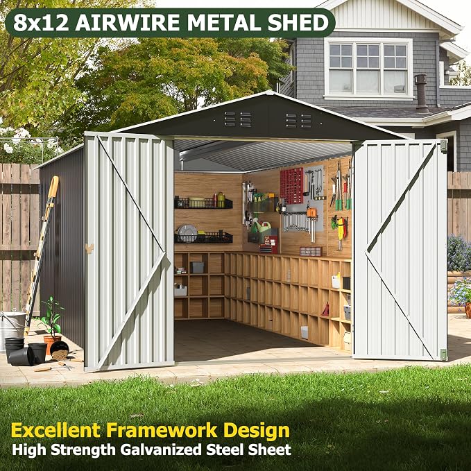 8x12 FT Outdoor Storage Shed, Garden Shed - Image 7