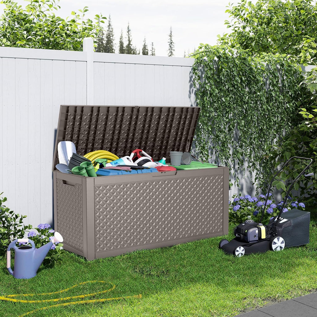EasyUp 121 Gallon Outdoor Storage Box Waterproof, UV Resistant Resin