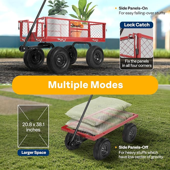 VIVOHOME Heavy Duty 880 Lbs Capacity Mesh Steel Garden Cart Folding Utility - Image 7