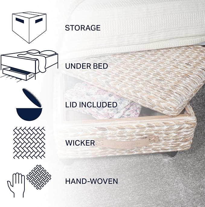 happimess BSK1006C 26.38" Chett Minimalist Hand-Woven Hyacinth/Wood Underbed - Image 3