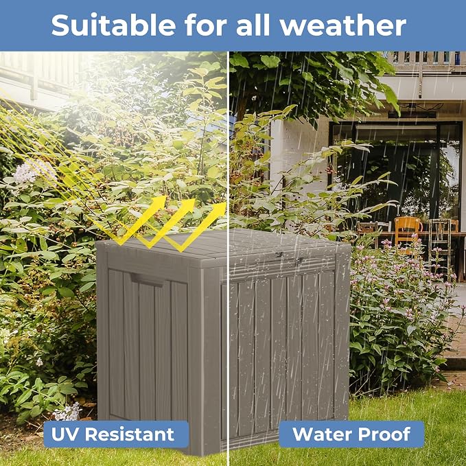 35 Gallon Resin Deck Box, Waterproof Outdoor Storage Box - Image 3