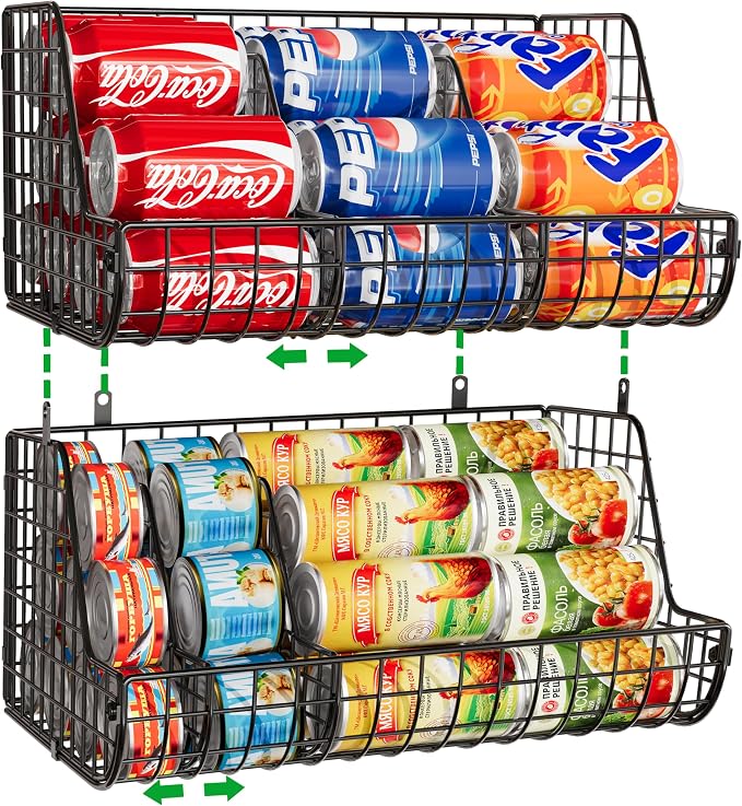 2-Tier Stackable Can Organizer for Pantry Shelves, 2 Pack Soda Can Organizer by Lyuwanxian