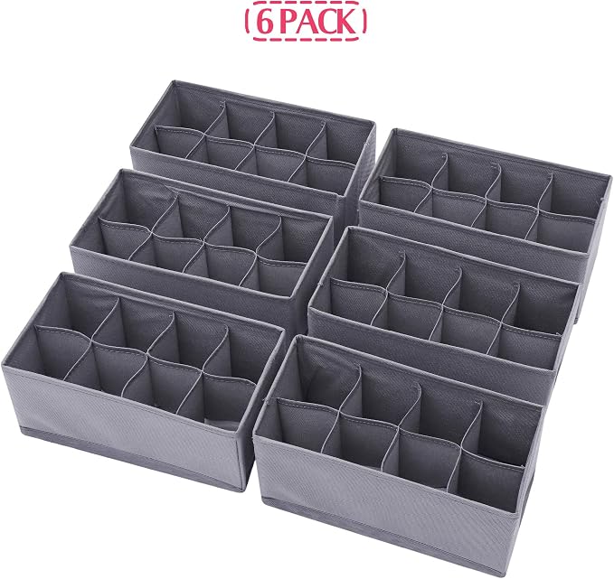 DIOMMELL 6 Pack Foldable Cloth Storage Box Closet Dresser Drawer Organizer - Image 3